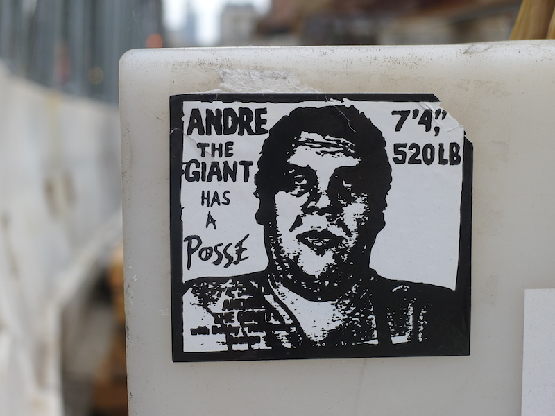 Andre the Giant Has a Posse sticker by Shepard Fairey. Photo by RJ Rushmore.