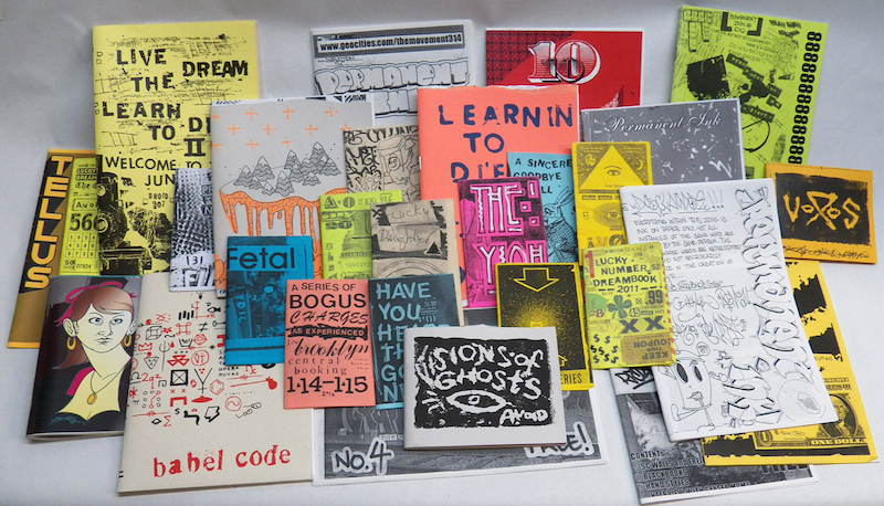 Various AVOID pi zines. Photo by Adam Void.