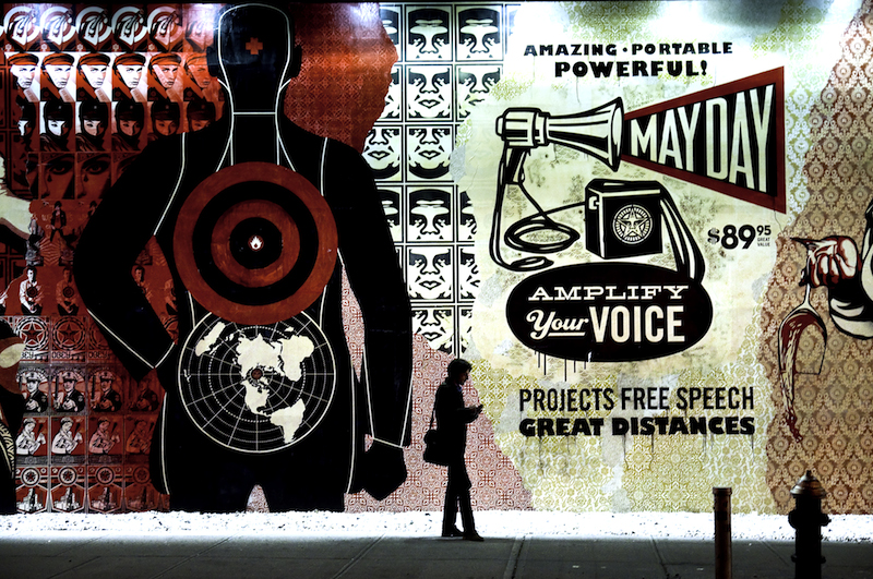 Shepard Fairey’s mural at Bowery and Houston in New York City in May, 2010. Photo by Sari Dennise.