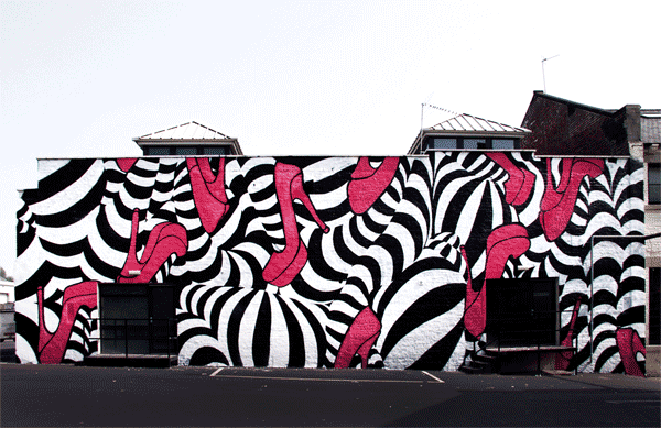 A GIF-iti mural painted by INSA at Unit44 in Newcastle, UK. Animation by INSA.