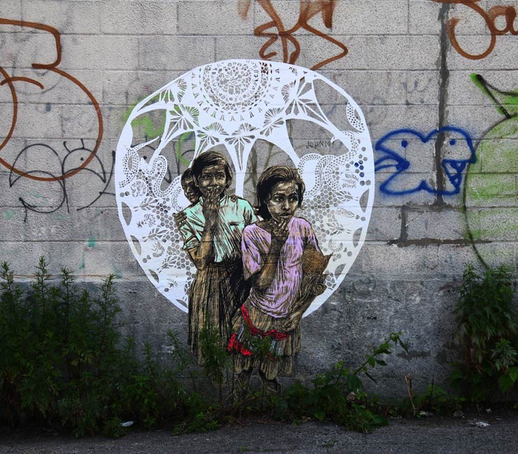 A wheatpaste by Swoon in Brooklyn. Photo by Jaime Rojo.