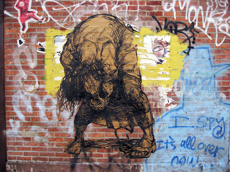 A wheatpaste by Brian Adam Douglas aka Elbowtoe. Photo by shoehorn99.