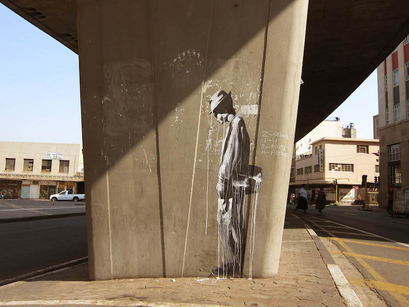 A piece by Faith47 in Johannesburg, part of her series "the long wait". Photo by Faith47.