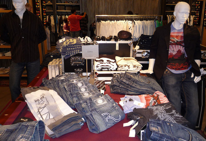 Shepard Fairey is still making clothing, and his OBEY Clothing brand is sold in stores around the world. Here’s some in a Nordstrom’s in 2008. Photo by Bobak Ha'Eri.