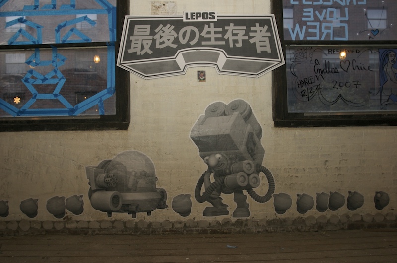A wheatpaste of the Lepos character by Diego Bergia. Photo by Garrison Gunter.