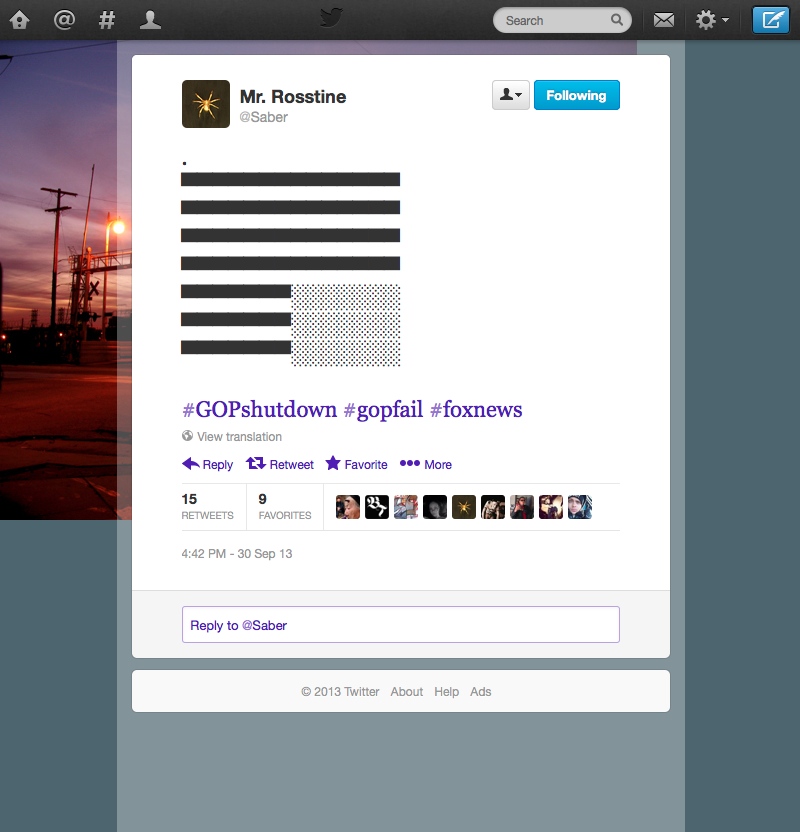 Screenshot of Twitter.com featuring a tweet by Saber.