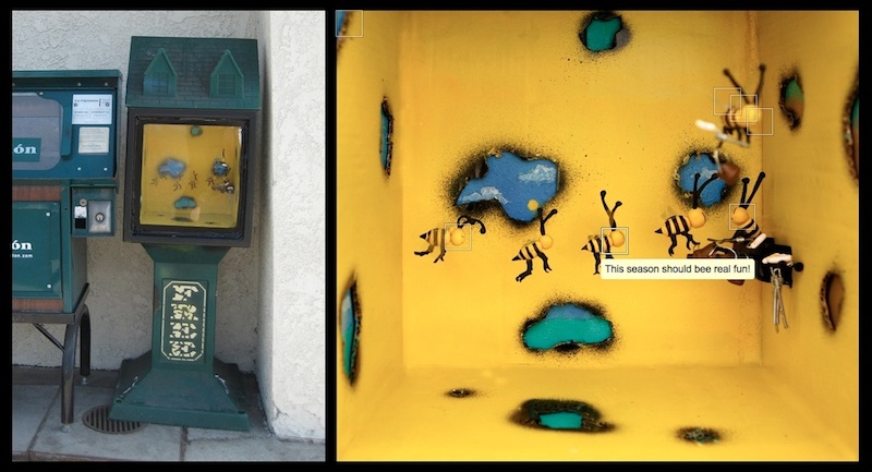 Screenshot of the third "page" in Bumblebeelovesyou’s "The Story of How Things Came to Bee," with one of the captions (which exist as "notes" on Flickr) displayed. Photo by Bumblebeelovesyou.