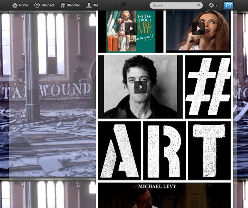 A screenshot from the grid view of John Fekner's photo and video uploads to Twitter.